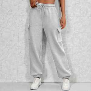 Pantalon de jogging ample en toile pour femme, personnalisé OEM/ODM, style streetwear, chaud, respirant, séchage rapide, taille haute, vente en gros - Product Image 3