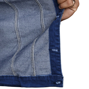 Mens Autumn Washed Distressed Denim <b>Jacket</b> 100% Cotton Button Front Long Sleeve Casual <b>Trucker</b> Breathable Windproof Quick Dry - Product Image 5