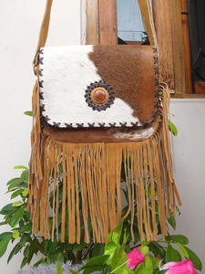 Sac à main en cuir de fourrure de vache Style occidental cheveux sur cacher femmes sac à main élégant sac à main lapidé - Product Image 3