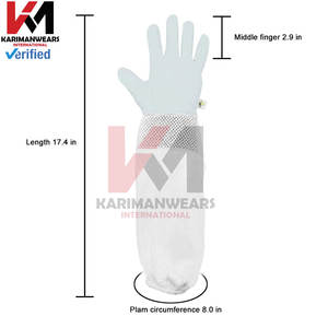 Guantes de seguridad para apicultor Guantes antipicaduras de cuero de Palma completo con lona duradera Mangas largas para el brazo Guante protector multiusos - Product Image 4
