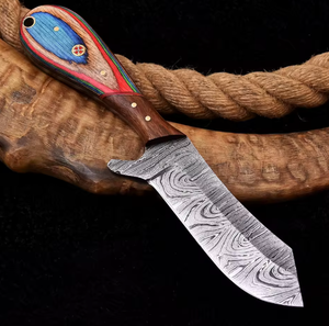 มีดโบวี่สำหรับล่าสัตว์ ดามัสกัส งานแฮนด์เมด ใบมีดคงที่ ปลายแหลม ดีไซน์อุตสาหกรรม รุ่น Bull Cutter รับผลิตตามสั่ง (OEM) สีตามสั่ง พร้อมสายคาด - Product Image 3