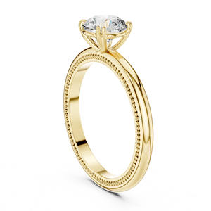 Bague de fiançailles et de mariage en diamant rond de 1 carat cultivé en laboratoire, or jaune/blanc/rose 14 carats, tendance - Product Image 4