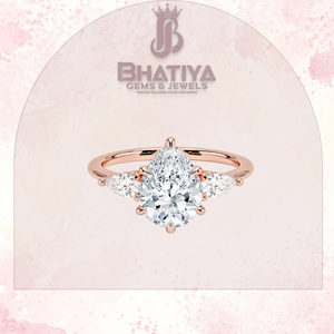 Poire Cut 1-3 CT Centre Pierre Laboratoire Cultivé Diamant Bague De Fiançailles Solitaire Trois Pierre Anneau Cadeau De Noël pour les Femmes - Product Image 3