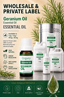 Huile Essentielle de Géranium Rose 100% Naturelle Certifiée en Vrac, Pelargonium Graveolens, Distillée à la Vapeur, OEM, Marque Privée, Cosmétique
