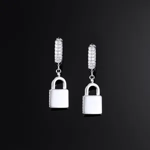 Wholesale Eco-friendly Lab Grown Diamond Sterling Silver <b>Hoop</b> <b>Earrings</b>-Minimalist <b>Fashionable</b> Party Gift - Product Image 3