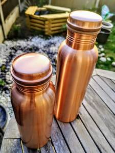 <b>Personalised</b> Handmade Pure Copper <b>Water</b> <b>Bottle</b> Ayurveda Health Benefits Marriage Anniversary Gift & Leak Proof - Product Image 3