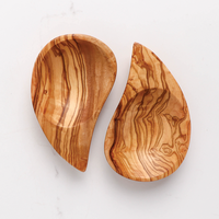 Assiette artisanale haut de gamme en bois d'olivier tunisien, marron vintage, motif uni, design classique en forme de goutte d'eau, écologique, ArtisRaw Party