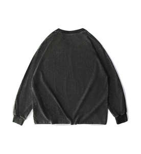 เสื้อยืดเรโทรผู้ชายคุณภาพสูงเสื้อยืดคอกลมผ้าฝ้ายขนาดใหญ่สำหรับผู้ชายเสื้อยืดทรงยาวฟอกสีลายกรดแนววินเทจสำหรับผู้ชาย - Product Image 1