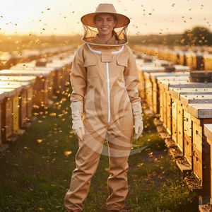 3-Layer Mesh Beekeeping Suits Elastic Wrist Ankle Zipper Front Veil Cotton Fabric Multiple Safety Clothing Feature - Product Image 4