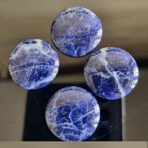 Vente de Noël, cabochon plat de qualité 20 mm, poli, naturel, lisse, sodalite bleue, quartz calibré, en vrac pour la fabrication de bijoux - Product Image 5