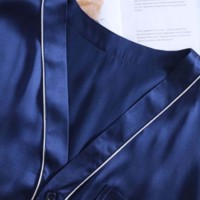 Pijama de Hombre de Lujo, de Alta Calidad, Transpirable, Térmico, de Verano, Liso, Lavado, Tallas Grandes, 100% Algodón Satinado, de Secado Rápido, Estilo Hotel