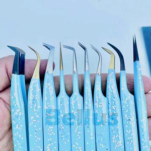 Pince à épiler d'extension de cils pointe pointue fibre de précision en acier inoxydable outil de cils de Salon Budget Friendly Option personnalisée - Product Image 1