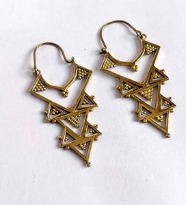 Nouveau look Double spirale en laiton plaqué or trouver boucle d'oreille à la mode balancent boucle d'oreille à la main trouver des cadeaux pour le jour d'anniversaire - Product Image 4