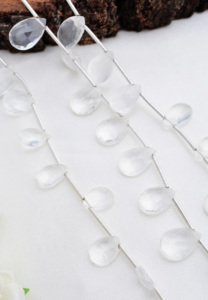 Collier de gouttes facettées en cristal blanc l 8 pouces Perles de gouttes facettées en cristal blanc naturel pour la fabrication de bijoux fins Pierre précieuse - Product Image 6