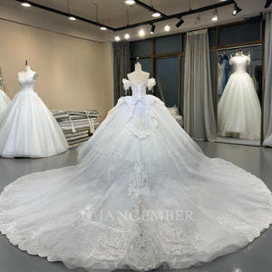 Vestido de Novia OY018 Princesa con Encaje, Apliques de Cristal, Manga Larga, Cola Capilla, Largo hasta el Suelo, Estilo Imperio - Product Image 2