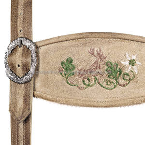 Pantalon bavarois pour homme en cuir de vachette lourd sur mesure, vêtements décontractés, lavage clair, tissu uni teint, tissu peigné, taille haute, coupe droite - Product Image 4