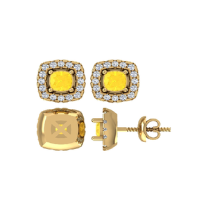 Boucles d'oreilles en or jaune naturel fantaisie avec diamants rayonnants Boucles d'oreilles en or Boucles d'oreilles élégantes en or avec diamants - Product Image 1