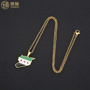 ZHENXI – collier pendentif en acier inoxydable 18K plaqué or résistant au ternissement et à <span class=keywords><strong>l</strong></span>'huile, sans gouttes, <span class=keywords><strong>carte</strong></span> <span class=keywords><strong>de</strong></span> la arabie saoudite, pour femmes et hommes - Product Image 5