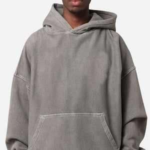 Sweat à capuche en éponge française de haute qualité Vintage Designer pull à capuche vierge poids lourd lavage à l'acide sweats à capuche en coton uni - Product Image 1