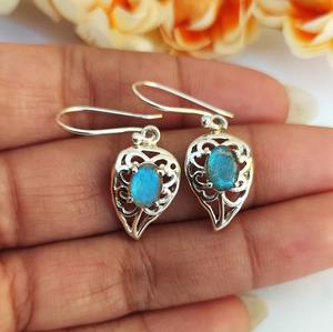 Boucles d'oreilles en pierres précieuses Labradorite Boucles d'oreilles en argent sterling massif 925 pour femmes filles, boucles d'oreilles pendantes en argent, argent - Product Image 3