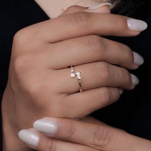 Bague de fiançailles en moissanite pour femme, sertie de diamants ouverts en forme de goutte d'eau, sertie de 6 pierres en spirale, tendance - Product Image 3