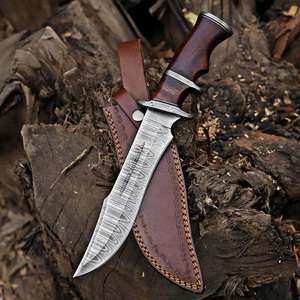 Cuchillo Táctico de Hoja Fija con Mango de Madera de Olivo, Venta Directa de Fábrica, Cuchillos de Caza y Camping EDC con Funda, Acero de Damasco OEM - Product Image 5