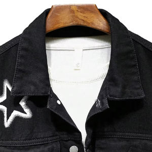 Veste en jean en toile unie pour homme avec col montant, fine, légère, manches longues, vente en gros, nouvelle mode - Product Image 2