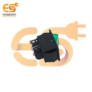 60080GO KCD4 16A 250V AC Indicateur d'interrupteur à bascule DPDT en plastique robuste Couleur verte 4 broches pour les applications à courant élevé - Product Image 5