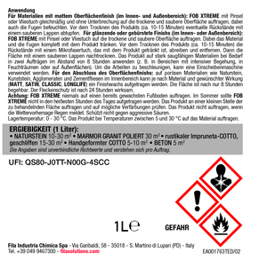 FILA Solutions d'entretien des surfaces FOB XTREME Scellant hydrofuge et oléofuge pour pierre, sans danger pour les aliments, pour granit, béton, terre cuite, carrelage de carrière - Product Image 3