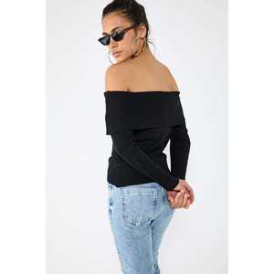 Suéter de Punto Fino con Cuello Barco y Lazo, Estilo Casual, Ajustado, Talla XS, Sexy, Suave, con Estampado Jacquard, para Mujeres y Chicas - Product Image 2