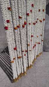 4 Feet Mogra/Jasmine String Flower Garland With <b>Gota</b> Pom Pom Wall Hanging Door Valance Decorative Wedding Event Decoration - Product Image 3