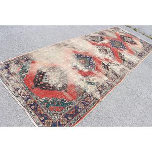 Tapis de 4,7 x 12,6 pieds, tapis vintage, tapis turc en laine rouge à motifs floraux - Product Image 2
