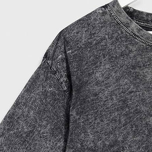Haute qualité coton personnalisé lavé à l'acide T-Shirt français éponge col rond surdimensionné hommes imprimer col rond hommes T-Shirts - Product Image 3