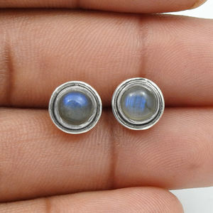 Pendientes informales de forma redonda de piedras preciosas de labradorita Natural de Plata de Ley 925 con nuevo diseño más vendido para mujer y niña, joyería Bohemia - Product Image 4