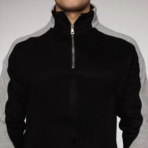 Ensemble survêtement personnalisé OEM/ODM avec veste à fermeture éclair et pantalon de jogging avec bandes latérales, streetwear, col montant, 100% coton - Product Image 4