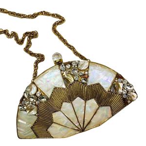 Handcrafted Traditional Brass MOP <b>Clutches</b> Exclusive Wedding Designer Bridal Evening Bag for Ladies Mother of <b>Pearl</b> - Product Image 1