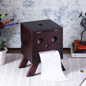 Caja de Pañuelos de Madera de Mango Multiusos Cuadrada Minimalista Moderna con Diseños de Prisma Hechos a Mano, Incrustaciones de Latón y Jali - Product Image 3