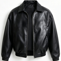 Blouson Bomber en Cuir PU Noir de Haute Qualité Personnalisé pour Hommes – Manteau Tendance Streetwear d'Inspiration Vintage