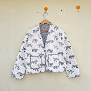 Veste de style kimono animalier, faite à la main, imprimée au bloc, en coton indien, vêtements pour femmes, toutes saisons - Product Image 1