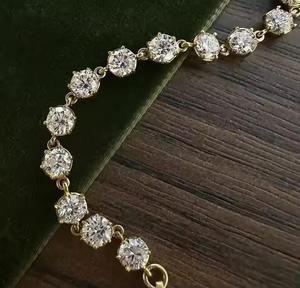 Moda Hip Hop Vvs Moissanite Diamond Tennis Link Bracelet para mujer 925 Sterling Silver \ Gold Tennis Bracelet - Product Image 5