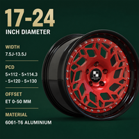 Jantes forgées 2 pièces à six branches rouges avec rivets noirs, 18 19 20 21 pouces, 5x112 5x114.3 5x120 BMW X5