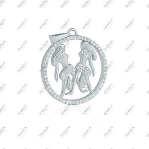 จี้รูปราศีเมถุนประดับเพชรโมอิสซาไนต์ VVS เครื่องประดับผู้หญิงสุดหรูในราคาที่ดีที่สุด - Product Image 2