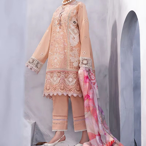 Púrpura bordado puro césped algodón indio paquistaní mujeres desgaste recto Salwar Kameez vestido musulmán colección de verano 2023 - Product Image 1