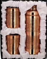Bouteille en cuivre antique écologique pour les amateurs de style vintage, idéale pour les fêtes, résistante à l'eau bouillante et au lave-vaisselle, par Crescent Crafts
