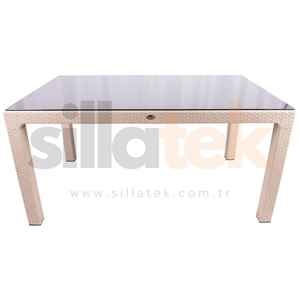 Mesa de ratán 90x150 Diseño moderno de alta calidad Fabricante turco Vidrio de color blanco El mejor producto para comedor Dormitorio - Product Image 1