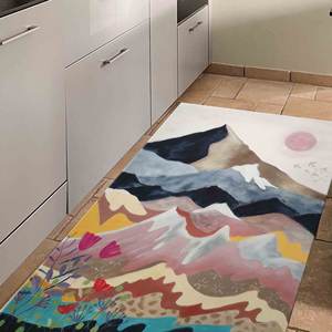 Tapis imprimé montagne abstraite - Design paysager pour espaces modernes, tapis en chenille - Product Image 5