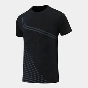 เสื้อยืดออกกำลังกายแห้งเร็วของผู้ชายแบบ2023ใหม่ผ้าคอตตอน/ใยไม้ไผ่ระบายอากาศได้220ก. เสื้อถักแขนสั้นลายพื้น - Product Image 4
