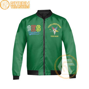 Orden personalizado de la chaqueta universitaria bordada de satén de estrella oriental chaquetas de mujer de ropa griega OES transpirable de alta calidad - Product Image 5