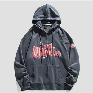 Pull 400gsm de haute qualité sweat à capuche zippé en éponge française pour la saison d'hiver Logo personnalisé broderie graphique sérigraphie solide - Product Image 4