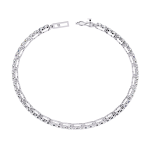 Moda 14K chapado en oro blanco laboratorio cultivado CZ Cadena de tenis pulsera de mujer diamantes rellenos IGI certificado corte brillante 2,5mm - Product Image 5